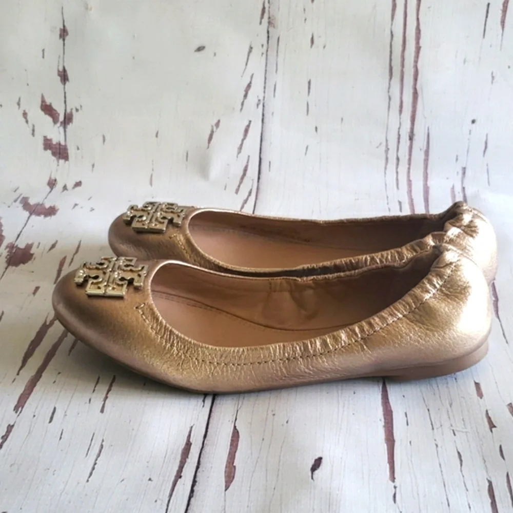 Tory Burch Metallic Rose Gold Flats Loafers Womens Shoes Size 6.5